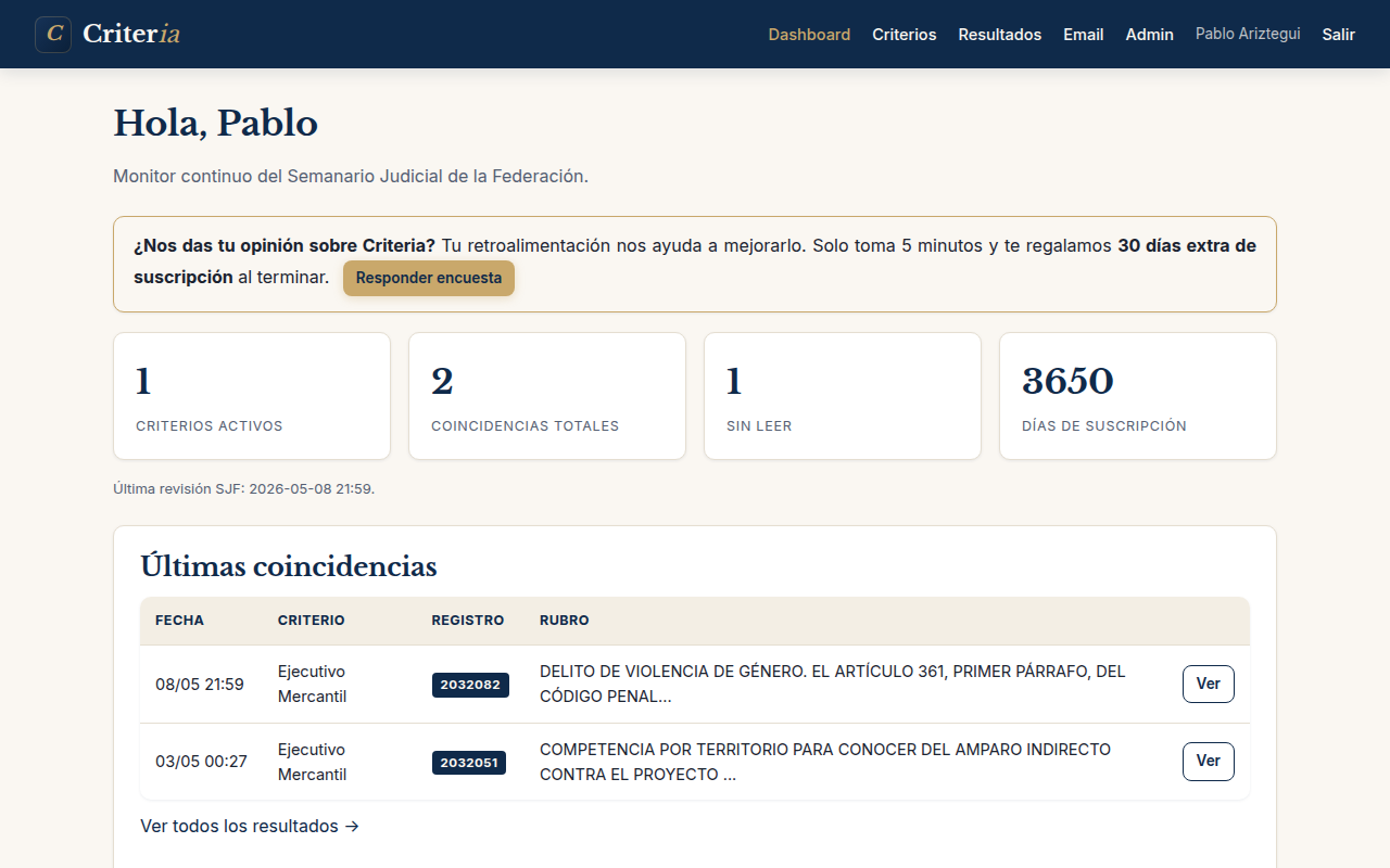 Criteria vigila el SJF por ti