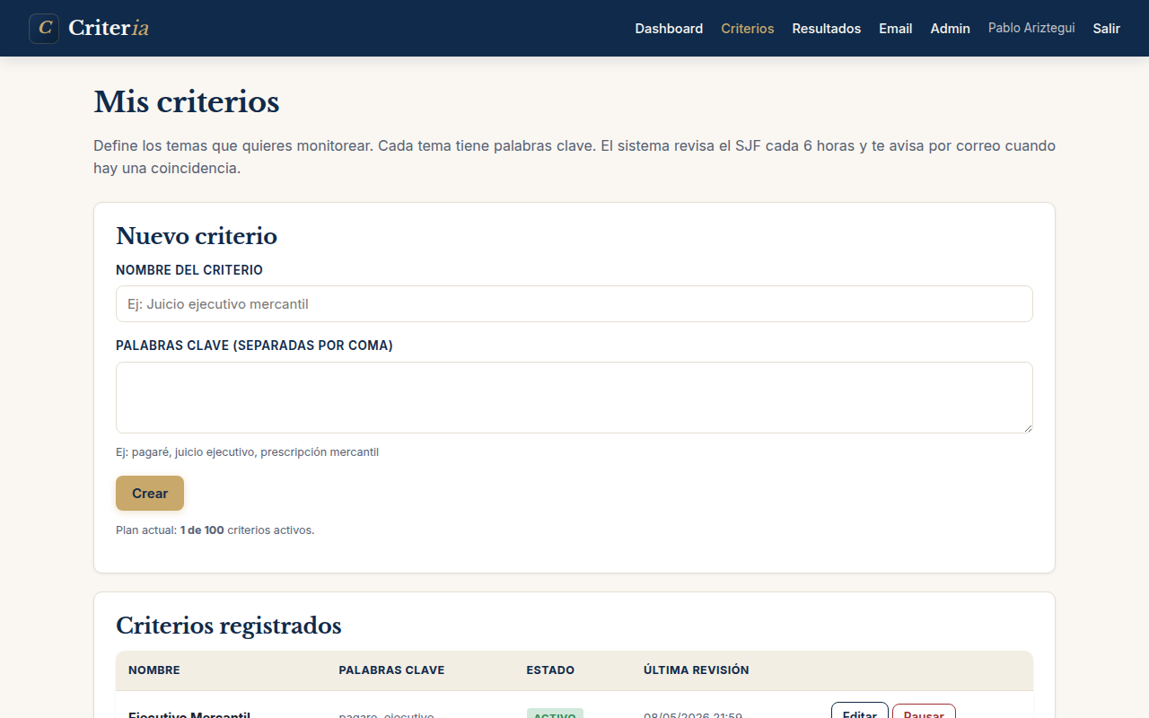Configura tus palabras clave